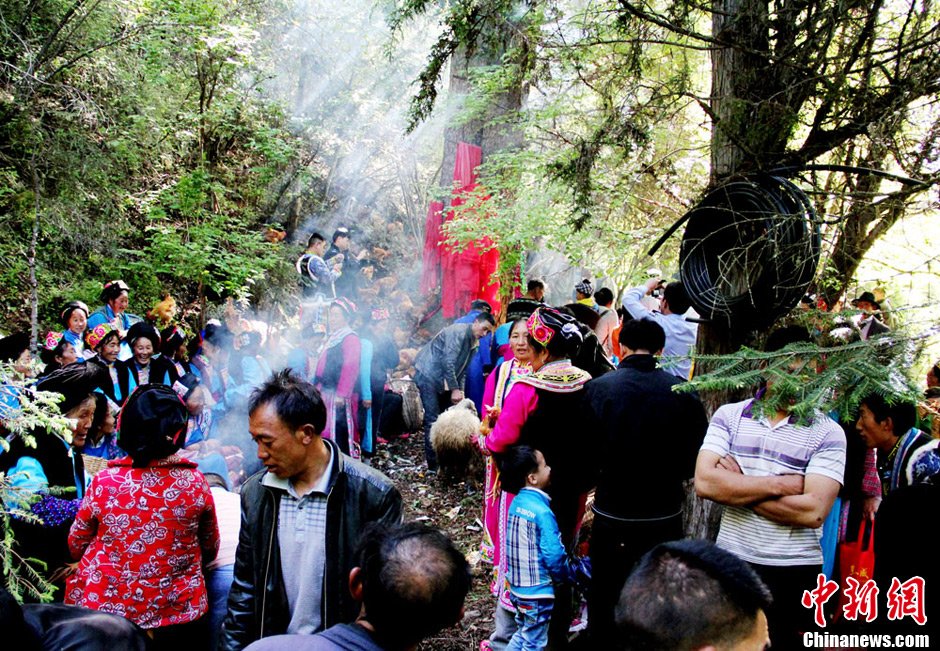 四川茂县羌族感恩节 民众齐聚祭祀太阳神