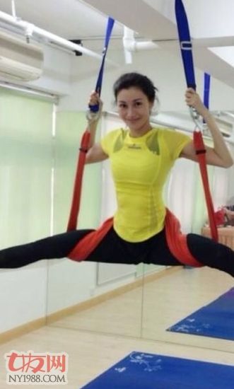 李嘉欣一字马倒立露笑容 高难度动作网友大呼厉害