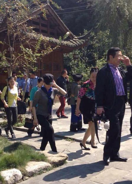 宋祖英携丈夫回家乡游玩