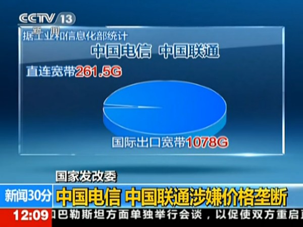 发改委:联通电信涉嫌垄断 或遭数亿到数十亿罚款