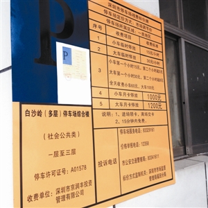 从住宅类改成社会公共类 福田白沙岭停车场也改每月“天价”