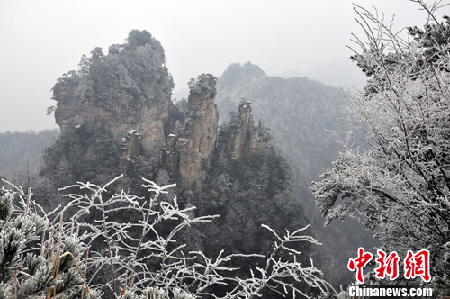 湖南张家界春雪美景醉游人