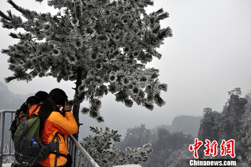 湖南张家界春雪美景醉游人