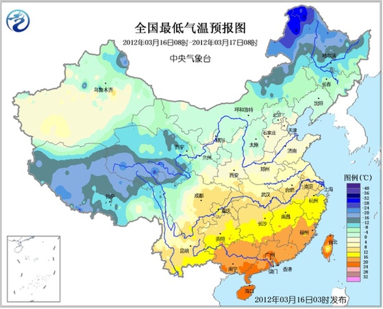 03月16日:未来三天全国天气预报