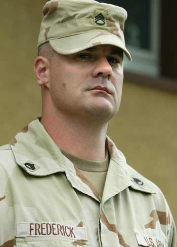Staff Sgt. Ivan Frederick pleaded guilty before a court martial on October 20, 2004 to abusing prisoners in Baghdad's Abu Ghraib prison. Frederick told the hearing at a U.S. military base in the Iraqi capital he had been trying to humiliate the prisoners and set the scene for interrogation. Frederick is shown following a hearing August 24. [Reuters]