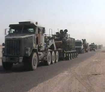 A video grab of British troops moving north from Iraq's southern city of Basra to deploy near Baghdad October 27, 2004. About 850 British troops are expected to deploy just south 