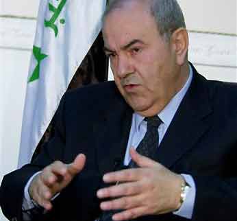 Iraq's interim Prime Minister Ayad Allawi gestures during an interview with the Associated Press in Baghdad Monday, Nov. 22 2004. Iraq's neighbors have not done enough to help Iraq tackle its security problems, said Allawi. [AP]