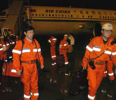 A 35-member Chinese rescue team arrived late Friday in Banda Aceh, the capital of Acehthat was devastated when an off-shore earthquake triggered massive tsunamis on Sunday. 