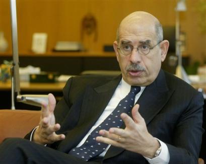 Director General of the International Atomic Energy Agency (IAEA) Mohamed ElBaradei speaks during an interview with the Associated Press, on Wednesday, Jan. 5, 2005, at Vienna's International Center. ElBaradei says that Iran will allow U.N. inspectors to inspect a huge military site that the United States alleges is linked to a secret nuclear weapons program. [AP/file]