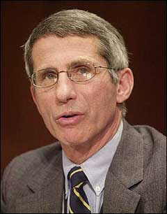People with duplicate copies of an immune system gene are less susceptible to HIV, the cause of AIDS, according to Anthony Fauci, seen here in 2001, director of the National Institute of Allergy and Infectious Diseases. [AFP/file]