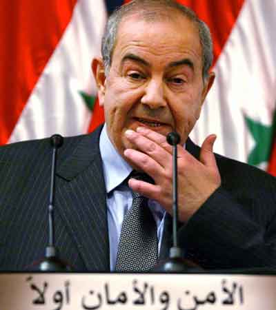 Iraq's interim Prime Minister Iyad Allawi speaks at a press conference in Baghdad January 11, 2005. Allawi said that Iraq will spend $2 billion in 2005 to boost its army and security forces in a bid to crush a raging insurgency. [Reuters]