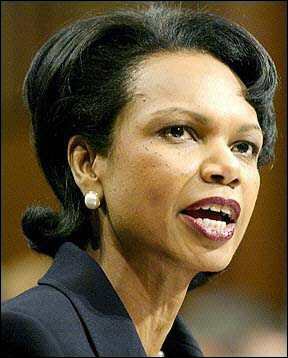 US Secretary of State nominee Condoleezza Rice speaks after being sworn in before the US Senate Foreign Relations Committee hearing during her nomination hearing on Capitol Hill in Washington, DC. [AFP]