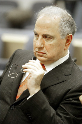 Iraqi politician Ahmed Chalabi, pictured in 2004. Iraqi interim Defense Minister Hazem al-Shaalan said the Baghdad government would shortly arrest prominent Iraqi politician Ahmed Chalabi for allegedly seeking to tarnish his and his ministry's reputation.(AFP/File) 