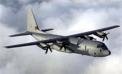A January 2001 photo released by the British Ministry of Defence in London, Sunday Jan. 30, 2005, of a Royal Air Force Hercules C-130 of 24 squadron, based at RAF Lyneham, England. A Royal Air Force C-130 military transport plane crashed north of Baghdad Sunday Jan. 30, 2005. [AP]