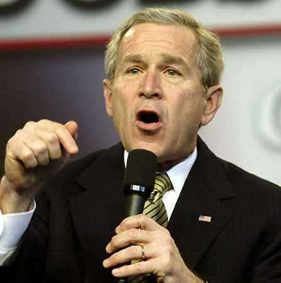 President George W. Bush was leaning on March 3, 2005 toward backing Europe in offering incentives to Iran to persuade it to give up nuclear ambitions, U.S. officials said, in a significant shift in strategy toward an arch enemy. Bush is seen at an event in Arnold, Maryland March 2. [Reuters]