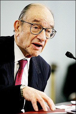 Greenspan, chairman of the Federal Reserve Board, testifies before the US House of Representatives Budget Committee on Capitol Hill in Washington, DC. [AFP]