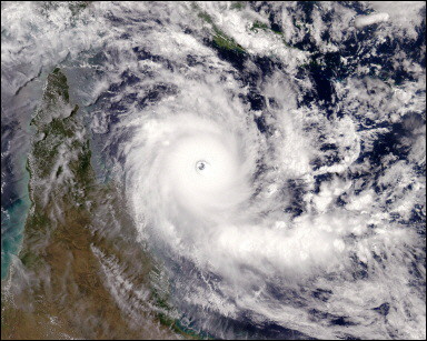 Ingrid, a 'super cyclone' packing winds of over 300 kilometers an hour (185 miles), is bearing down on Australia's remote northwest coast after already striking the country twice in the east and north(AFP/Nasa