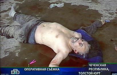 A corpse claimed to be that of Chechen separatist leader Aslan Maskhadov seen in this file image made from television broadcast on March 8, 2005. [AP/file]