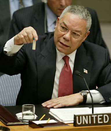 The United States made errors in presenting its case for war against Iraq, but Saddam Hussein had to be removed, former Secretary of State Colin Powell told a German magazine in an interview published March 30, 2005. Powell said he was 'furious and angry' that he had been misinformed about Iraq's stockpiles of weapons of mass destruction when he laid out the case for war before the United Nations Security Council in February, 2003. Powell is shown at the U.N. Feb. 5, 2003. (Ray Stubblebine/Reuters) 