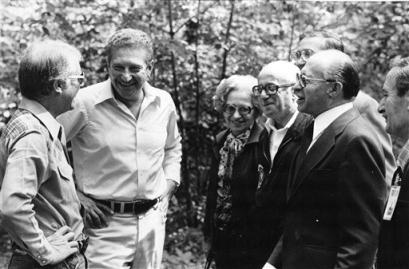 Former U.S. President Carter, extreme left, is accompanied by former Israeli Prime Minister Menachem Begin, second from right, and former Israeli President and Defense Minister Ezra Weizman during a walk at Camp David, Maryland, on September 17, 1978. Others are, from center to right : Mrs. Aliza Begin; Yehiel Kadeshi, Begin's principal adviser; Begin; Brig.-General Ephraim Poran, military adviser. Standing behind Begin is his spokesman Dan Patir.Former Israeli President Ezer Weizman, a flying ace and crack military commander who built up the nation's air force and helped bring about the Jewish state's first peace treaty with an Arab country, died Sunday, April 24, 2005. He was 80. (AP Photo)