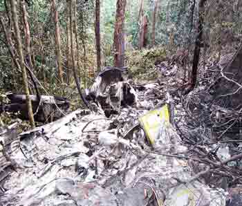 The site where a passenger plane crashed killing 15 people is seen in northern Queensland on May 8, 2005. All 15 people aboard the plane in remote northeastern Australia were confirmed dead on Sunday, making it the country's worst civilian air disaster in nearly four decades. [Reuters]