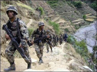 Nepalese soldiers during an operation against rebels. 