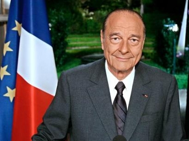 French President Jacques Chirac addresses the nation from the Elysee palace in Paris, Sunday, May 29, 2005, after French voters massively rejected the first-ever European Union's constitution. 