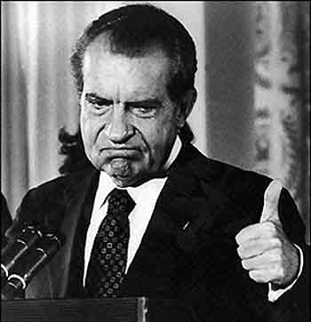 An August 1974 file photo shows US president Richard Nixon after announcing his resignation at the White House in Washington, DC. Former FBI deputy director Mark Felt was revealed as 'Deep Throat', the source of secret details on the Watergate scandal.(AFP/File) 