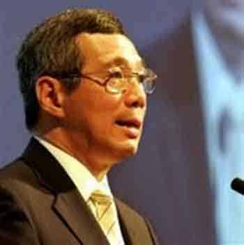 Singapore's Prime Minister Lee Hsien Loong speaks during an annual meeting of regional defense ministers in Singapore on Friday June 3, 2005. 