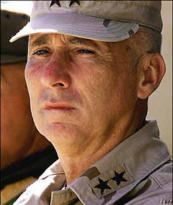 The US military will probably begin withdrawing some forces from Iraq by March, a top US commander said. Lieutenant General John Vines, seen here in 2003, said any drawdown would depend on conditions on the ground(AFP/POOL/File