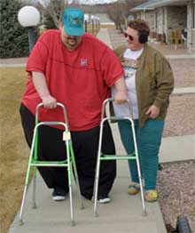 Patrick Deuel, 42, and his wife, Edith, enjoy a Valentine's Day walk near their home in Valentine, Neb., in this Feb. 14, 2005 file photo. (AP