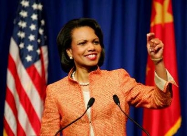 US Secretary of State Condoleezza Rice addresses a news conference in Beijing July 10, 2005.