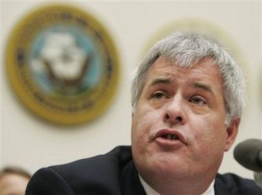Jerry Taylor, director of Natural Resources Studies, CATO Institute, testifies before the House Armed Services Committee on Capitol Hill, during a hearing on national security implications of the possible merger of the China National Offshore Oil Corporation with Unocal Corporation, Wednesday, July 13, 2005, in Washington. (AP 