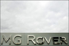 MG Rover sign at the Longbridge plant in England. Shanghai Automotive Industry Corp (SAIC) said it had submitted a formal offer for the assets of MG Rover, breathing new life into its collapsed bid for the failed British automaker(AFP