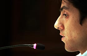 Argentine tennis player Guillermo Canas answers questions from the media during a news conference in Buenos Aires, August 8, 2005. Argentine world number 10 Canas has been banned for two years for doping, men's tennis organisers the ATP said on Monday.