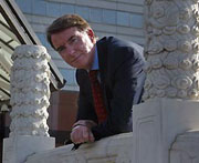 European trade chief Peter Mandelson looks on after a news conference outside a hotel in Beijing September 4, 2005.