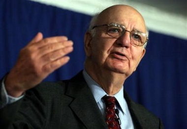 Former U.S. Federal Reserve Chairman Paul Volcker, who heads the Independent Inquiry Committee investigating alleged corruption in the United Nations oil-for-food program, gestures as he answers a question from the media during a press conference releasing the Committee's third interim report in this Aug. 8, 2005 file photo in New York.