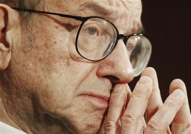 Federal Reserve Board Chairman Alan Greenspan testifies on Capitol Hill before the Senate Banking Committee in this Feb. 24, 2004 file photo. 