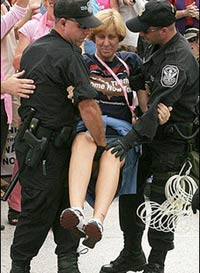 Cindy Sheehan, the California mother who became a leader of the anti-war movement after her son died in Iraq, was arrested Monday along with hundreds of others protesting outside the White House. 