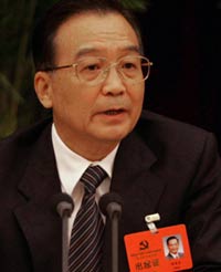 Premier Wen Jiabao describes China's goal of doubling its year 2000 per capita GDP figure by 2010 as "active and prudent." [Xinhua]