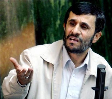 Iran's President Mahmoud Ahmadinejad speaks to lawmakers in the Iranian parliament in Tehran, November 9, 2005.