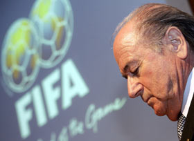 XFIFA president Joseph Blatter addresses a news conference at the FIFA headquarters in Zurich, Switzerland, November 17, 2005. 