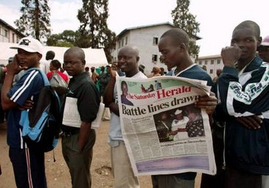 Residents queue up to vote in controversial elections for a new Senate in the capital Harare, Zimbabwe November 26, 2005. 