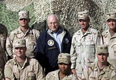 U.S. Vice-President Dick Cheney poses with U.S. soldiers at the Taji Air Base in Iraq December 18, 2005.