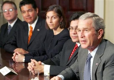 President Bush speaks during a meeting on the Patriot Act in the Roosevelt Room in the White House Tuesday, Jan. 3, 2006.