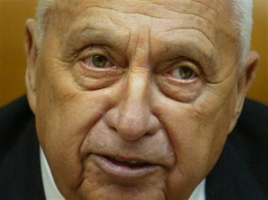 Israeli Prime Minister Ariel Sharon speaks during the weekly cabinet meeting at his Jerusalem office, Sunday Jan.1, 2006.