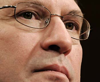 U.S. Supreme Court nominee Samuel Alito listens to remarks at his Senate confirmation hearing on Capitol Hill in Washington, January 9, 2006. 