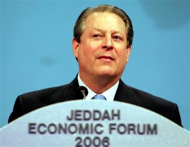 U.S. Former Vice President Al Gore talks during the 2nd day of Jeddah Economic Forum Sunday Feb. 12, 2006 in Jeddah, Saudi Arabia. 