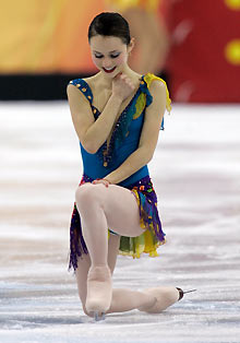 cohen finishes in the women's short program during the Figure Skating competition at the Winter Olympic Games