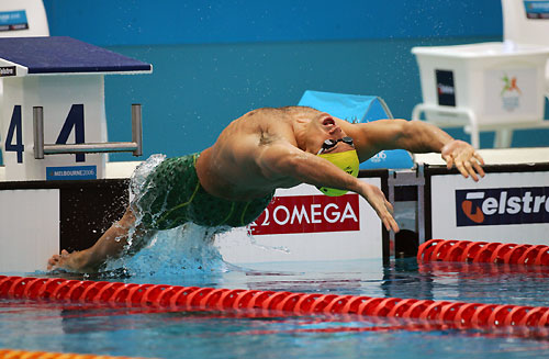 Australia's Matthew Welsh during the Men's 50m backstroke swimming heats at the Commonwealth Games in Melbourne March 16, 2006. [Reuters]